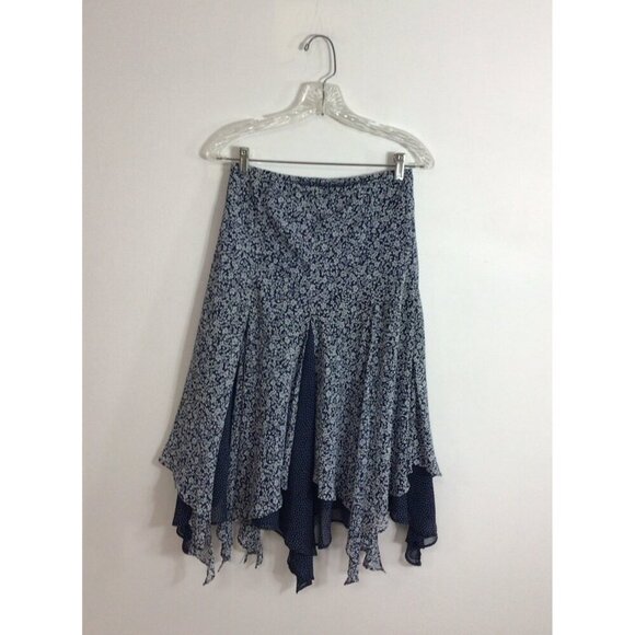 Fairycore Blue Floral Midi Skirt Womens 4 - Picture 4 of 6
